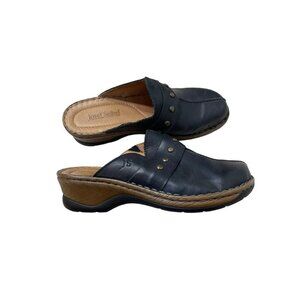 Josef Seibel Black Leather Clogs Comfort Chunky Sz 42 Studded US 11.5